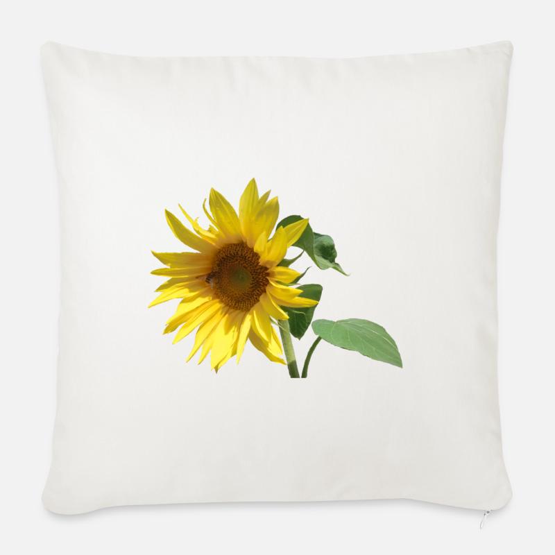 Sonnenblume - Sofakissenbezug 45 x 45 cm - Naturweiß 