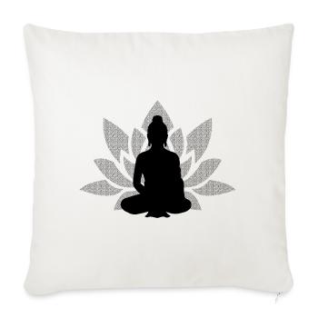 Bouddha avec lotus - Housse de coussin décorative 45 x 45 cm - blanc nature - Devant