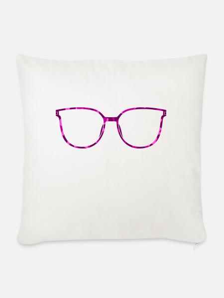Brille Cateye perlmutt farbig (Farben änderbar) - Sofakissenbezug 45 x 45 cm - Naturweiß