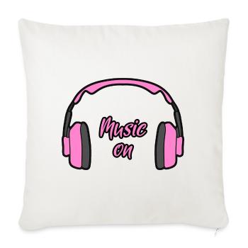 Musique sur casque rose - Housse de coussin décorative 45 x 45 cm - blanc nature - Devant