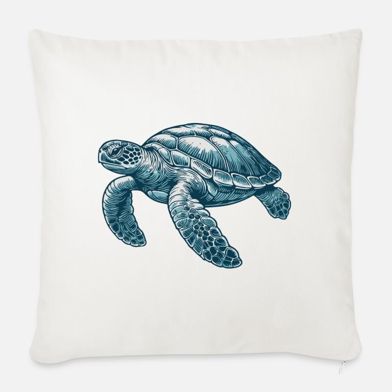 Wasserschildkröte - Sofakissenbezug 45 x 45 cm - Naturweiß 