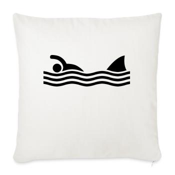 swimmer with shark - Schwimmer mit Hai - Sofakissenbezug 45 x 45 cm - Naturweiß  - Vorne