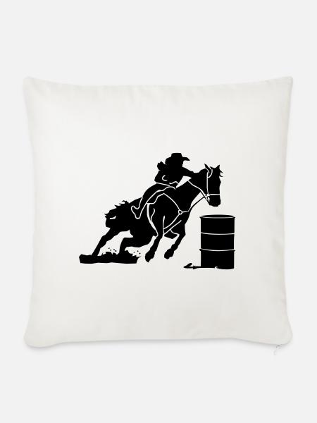 Pferdesport Westernreiten - Barrel Race - Sofakissenbezug 45 x 45 cm - Naturweiß