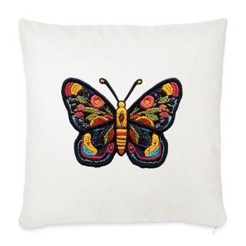 Bunter Schmetterling im Stickerei-Stil – Boho Patc - Sofakissenbezug 45 x 45 cm - Naturweiß  - Vorne