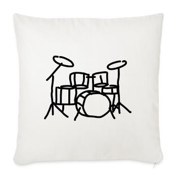 Batterie Batteur Instrument de musique - Housse de coussin décorative 45 x 45 cm - blanc nature - Devant
