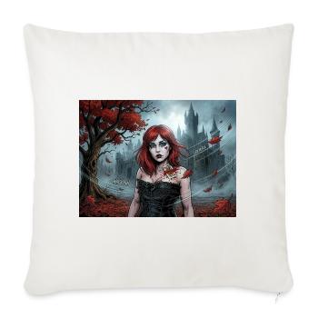 Femme gothique rousse dans la magie d’automne - Housse de coussin décorative 45 x 45 cm - blanc nature - Devant