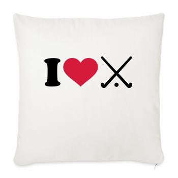 I love Hockey - Housse de coussin décorative 45 x 45 cm - blanc nature - Devant