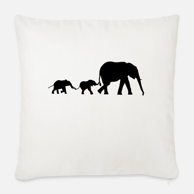 Elefanten, Elefantenfamilie, Elefant - Sofakissenbezug 45 x 45 cm - Naturweiß 