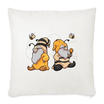 Bienen Humor Bee Happy - Sofakissenbezug 45 x 45 cm - Naturweiß  - Vorne