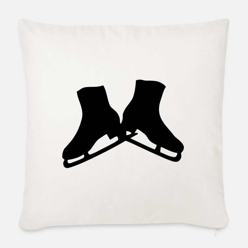 Schlittschuhe - Sofakissenbezug 45 x 45 cm - Naturweiß 