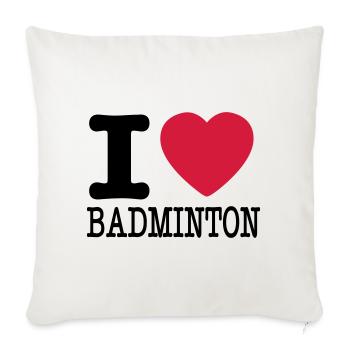 J'aime le badminton - Housse de coussin décorative 45 x 45 cm - blanc nature - Devant