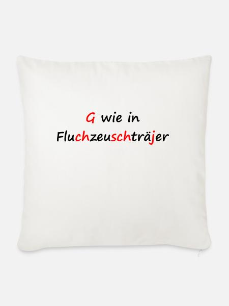 Fluchzeuschträjer Spruch / Dialekt / Kölsch - Sofakissenbezug 45 x 45 cm - Naturweiß