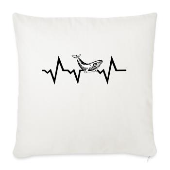 Battement de coeur d'impulsion d'ECG de fruits de mer de baleine - Housse de coussin décorative 45 x 45 cm - blanc nature - Devant