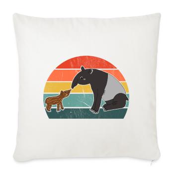 Tapir Familie Mutter Kind Baby Vintage Geschenk - Sofakissenbezug 45 x 45 cm - Naturweiß  - Vorne