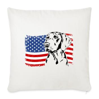 Weimaraner Amérique Flag Chiens Chiens de chasse Wilsigns - Housse de coussin décorative 45 x 45 cm - blanc nature - Devant