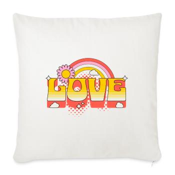 Amour Écriture Fleur Arc-en-ciel Nuages Art - Housse de coussin décorative 45 x 45 cm - blanc nature - Devant