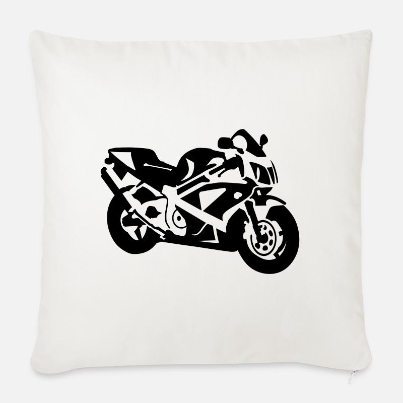 Motorrad - Sofakissenbezug 45 x 45 cm - Naturweiß