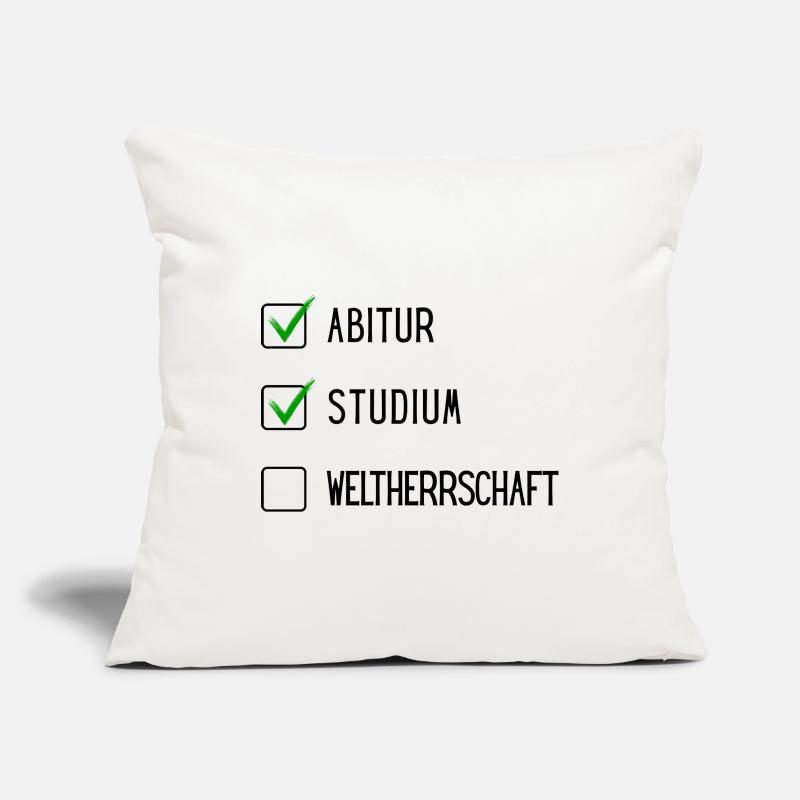 Studium Checkliste (ABI, Studium, Weltherschaft) Sofakissenbezug 45 x 45 cm