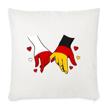 Polen_Deutschland_Flagge_Händehalten - Housse de coussin décorative 45 x 45 cm - blanc nature - Devant