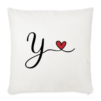 Conception initiale de monogramme en Y avec cœur - Housse de coussin décorative 45 x 45 cm - blanc nature - Devant