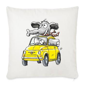 Elephant Car - Oldtimer - Sofa pillowcase 17,3'' x 17,3'' (45 x 45 cm) - natural white - Front