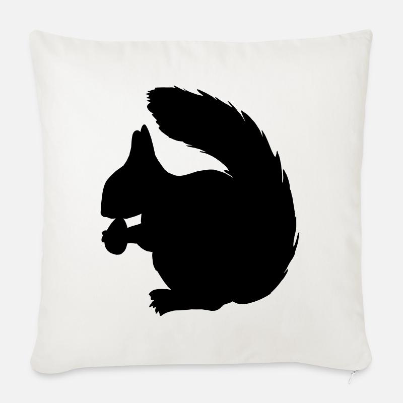 Eichhörnchen mit Nussschattenfigur - Sofakissenbezug 45 x 45 cm - Naturweiß