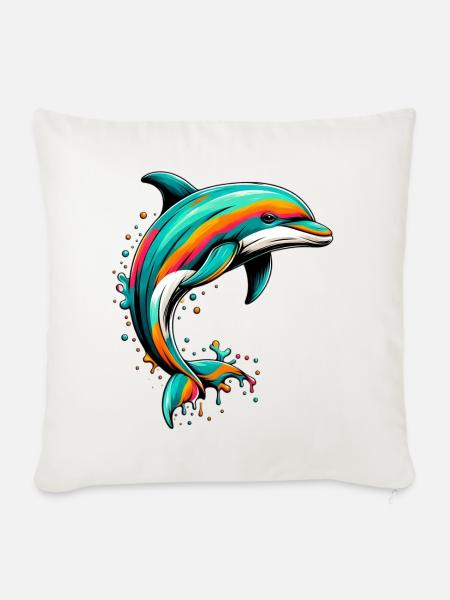 Delfin - Sofakissenbezug 45 x 45 cm - Naturweiß