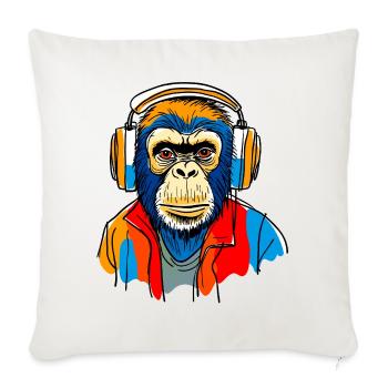 Monkey with headphones - Sofa pillowcase 17,3'' x 17,3'' (45 x 45 cm) - natural white - Front