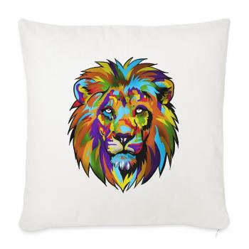 Löwen PopArt Farbrausch - Sofakissenbezug 45 x 45 cm - Naturweiß  - Vorne