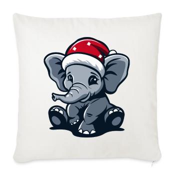 Noël des éléphants - Housse de coussin décorative 45 x 45 cm - blanc nature - Devant