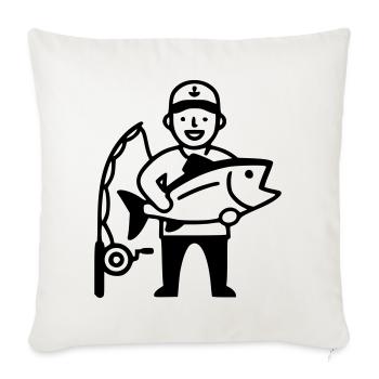 Pêcheur-fier-pêcheur-grosse-prise-2 - Housse de coussin décorative 45 x 45 cm - blanc nature - Devant