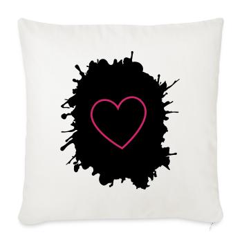 Neon Pink Heart Outline on Black - Sofa pillowcase 17,3'' x 17,3'' (45 x 45 cm) - natural white - Front