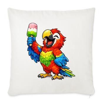 Papagei mit einem Eis - Sofa pillowcase 17,3'' x 17,3'' (45 x 45 cm) - natural white - Front