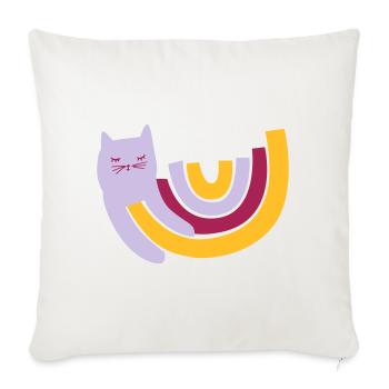 süsse Regenbogen Katze - Sofakissenbezug 45 x 45 cm - Naturweiß  - Vorne