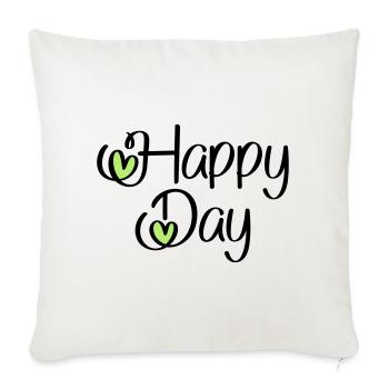 Happy Day - Housse de coussin décorative 45 x 45 cm - blanc nature - Devant