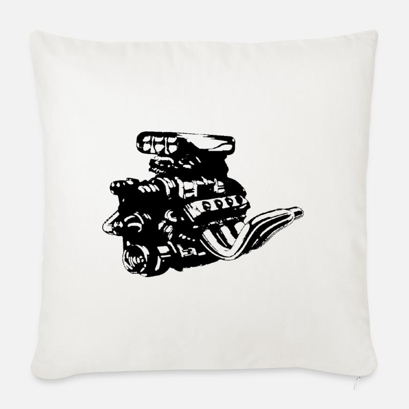 V8 engine - Sofa pillowcase 17,3'' x 17,3'' (45 x 45 cm) - natural white