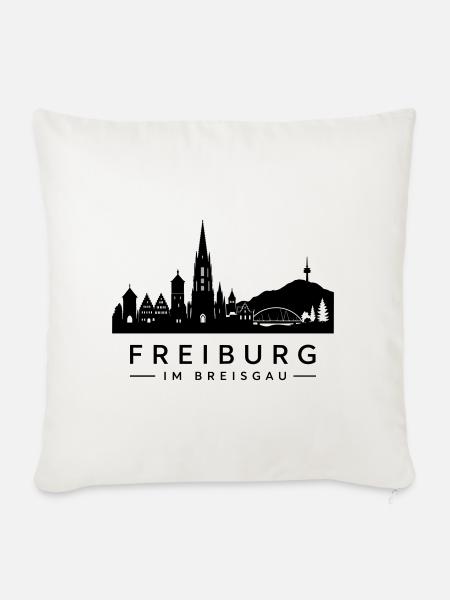 Skyline Freiburg im Breisgau - Sofakissenbezug 45 x 45 cm - Naturweiß