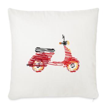 Scooter rétro – Dessin abstrait en gribouillis - Housse de coussin décorative 45 x 45 cm - blanc nature - Devant