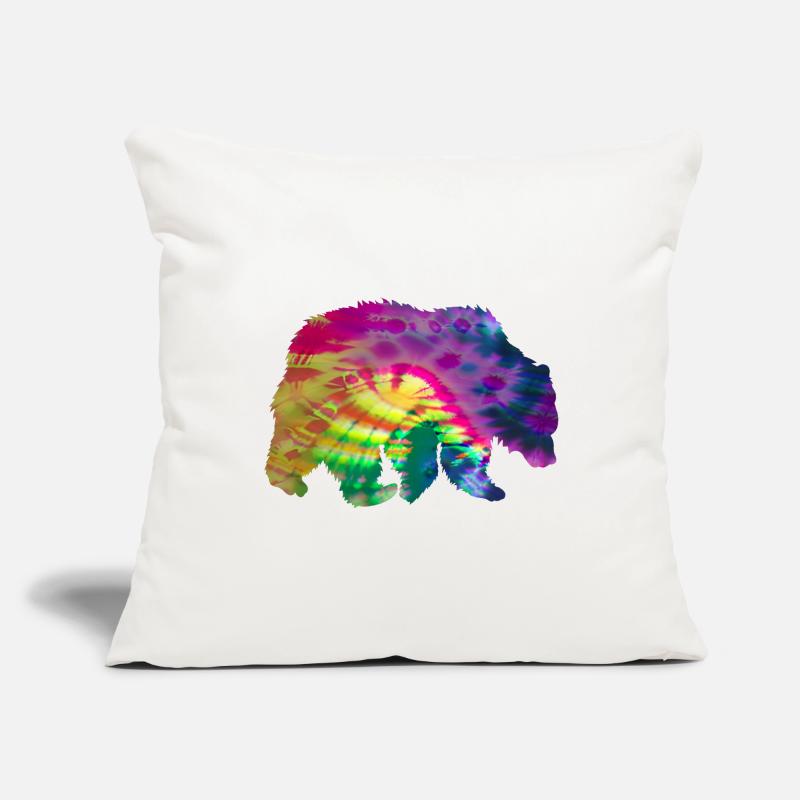 Bear Silhouette Tie Dye Batik Pattern Housse de coussin décorative 45 x 45 cm