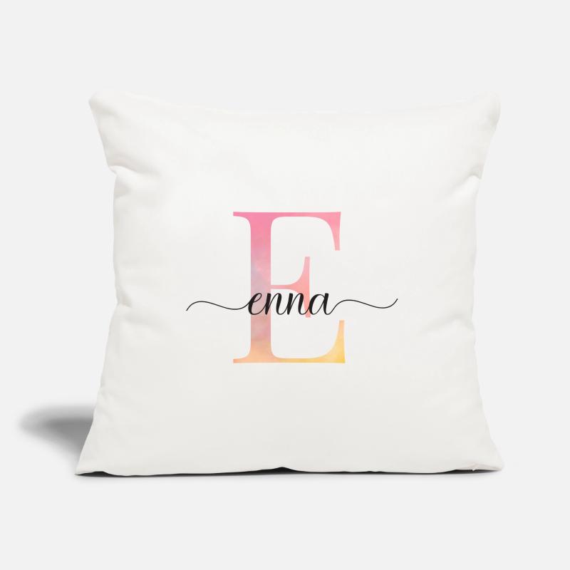 E| Monogramme | Nom | EnnaAquarelle Housse de coussin décorative 45 x 45 cm