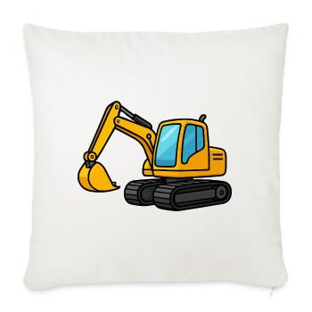 Miniature excavator illustration - Sofa pillowcase 17,3'' x 17,3'' (45 x 45 cm) - natural white - Front