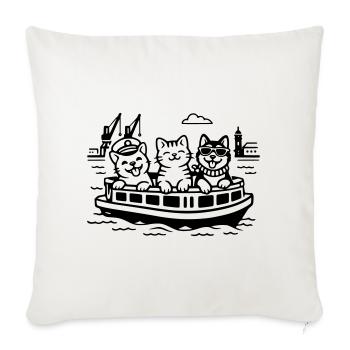 Harbour Cats Dogs Harbour Cruise Hamburg - Sofa pillowcase 17,3'' x 17,3'' (45 x 45 cm) - natural white - Front