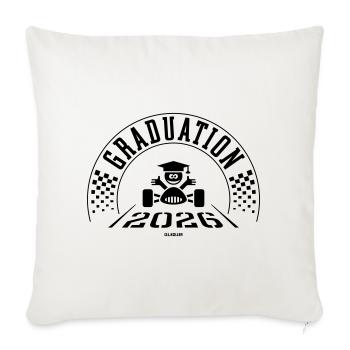 Remise des diplômes 2026 - L’école est terminée - Ligne d’arrivée - B - Housse de coussin décorative 45 x 45 cm - blanc nature - Devant