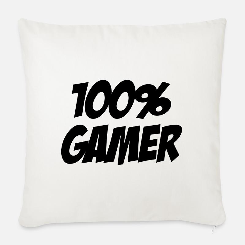 Gamer / Gaming - Sofakissenbezug 45 x 45 cm - Naturweiß 