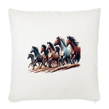 Galloping herd of stallions - Sofa pillowcase 17,3'' x 17,3'' (45 x 45 cm) - natural white - Front