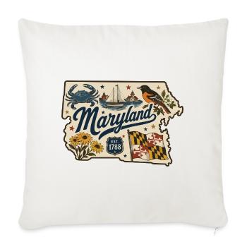 Maryland Vintage Staatsflagge & Krabbenaufkleber - Sofakissenbezug 45 x 45 cm - Naturweiß  - Vorne