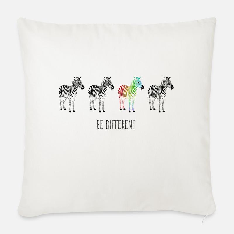 Zebra Regenbogen be different - Sofakissenbezug 45 x 45 cm - Naturweiß 