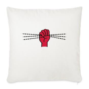 Protest symbol with barbed wire. Clenched fist. - Sofa pillowcase 17,3'' x 17,3'' (45 x 45 cm) - natural white - Front