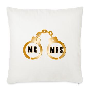 Goldenes Paar Handschellen-Emblem - Sofakissenbezug 45 x 45 cm - Naturweiß  - Vorne