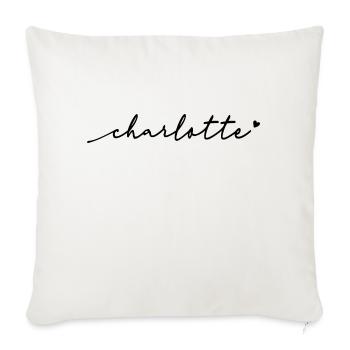 Nom cursif Charlotte - Housse de coussin décorative 45 x 45 cm - blanc nature - Devant